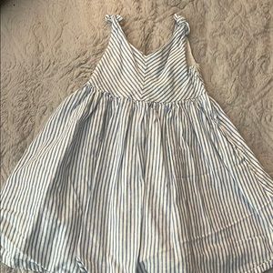 Blue and white striped summer girl dress